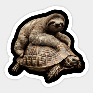 Sloth Riding Turtle Sticker